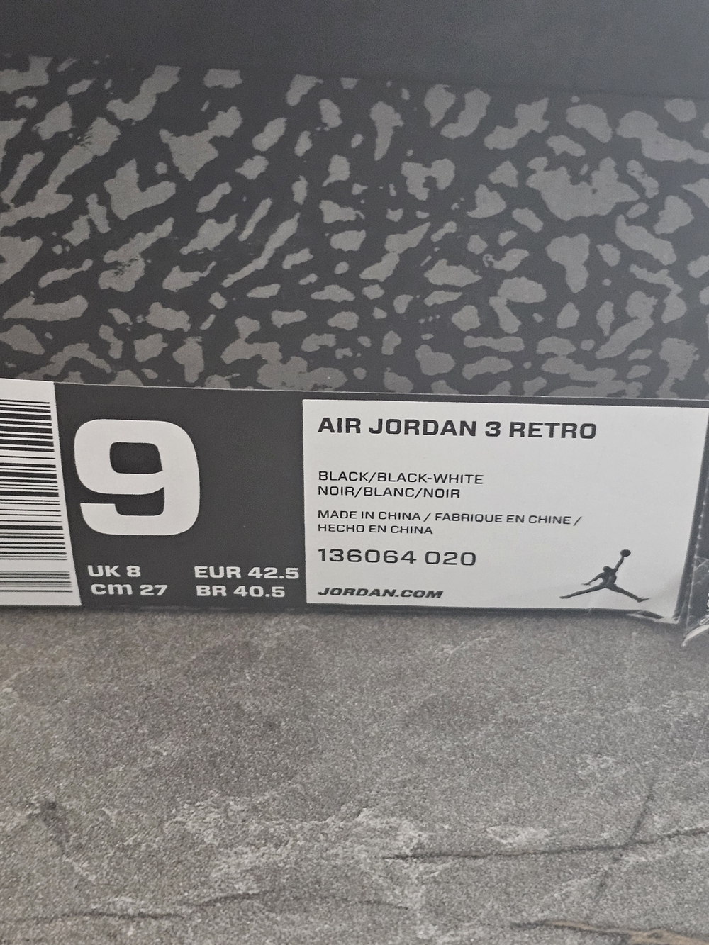 Jordan 3 Retro Black and White Low-Top Sneakers - Picture 7 of 8